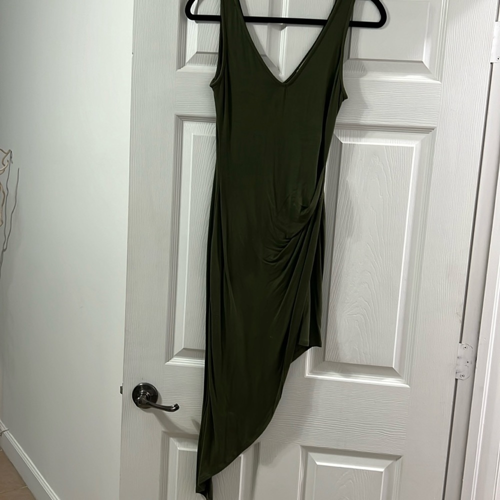 Green asymmetrical spandex dress